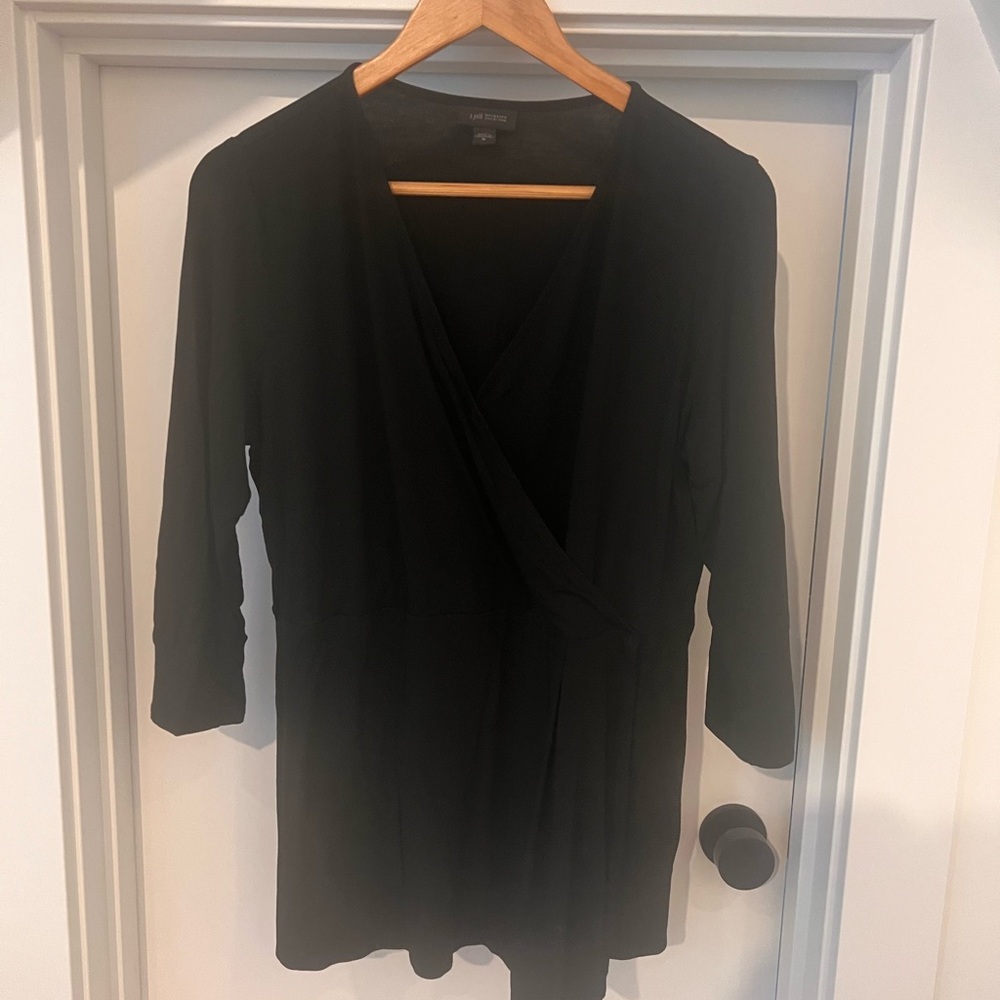 J. Jill Black Long Sleeve Wrap Top